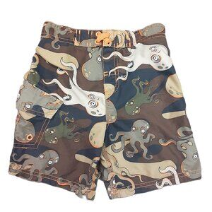 Boys Swim Trunks XS Waist Pocket Octopus Design Summer Beach Elastic Waist